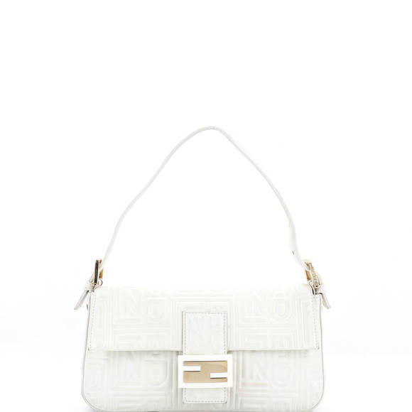 Fendi Small Baguette Bag Logo Embossed Leather - Picture 1 of 8